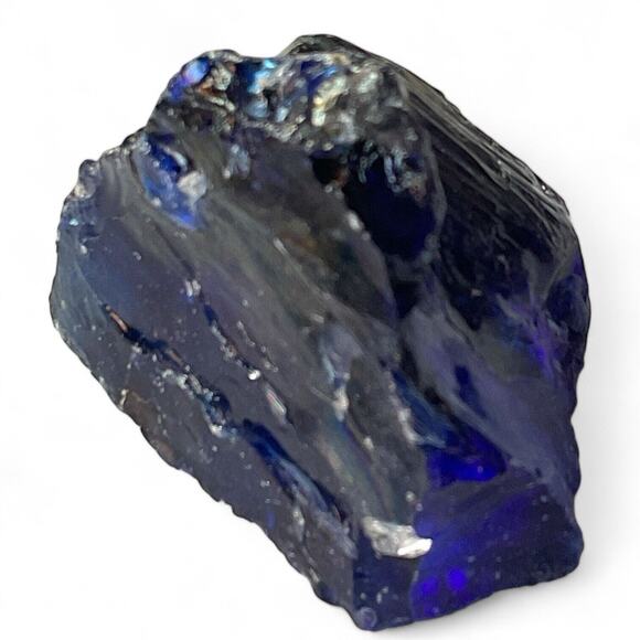 Cobalt Art Glass Cullet Glowing Manganese Slag Glass #4GL188 - Picture 4 of 8